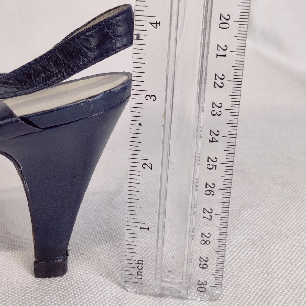 Gucci Blue Snakeskin Slingback Heels Size 37 Vintage 70s–80s Sandals Made Italy - Picture 12 of 15